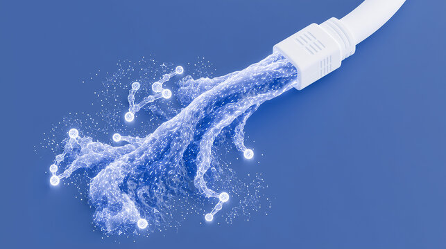 Stable high-speed internet connection represented with glowing network nodes, inthernet, connection, cable inthernet, cable cennection, server, vector style