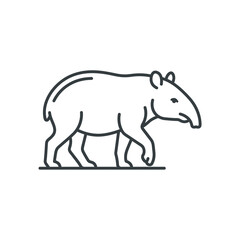 Obraz premium Simple tapir line art walking side view outline.