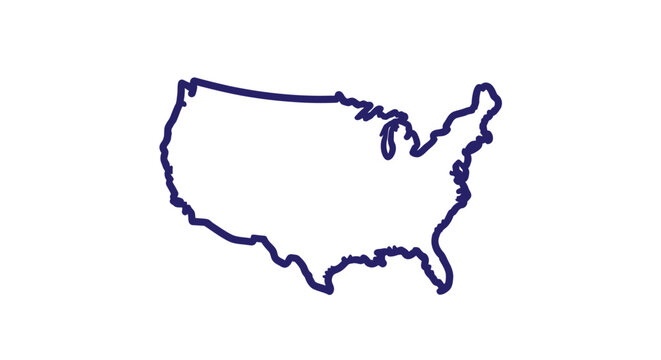 A blue outline of the united states of america