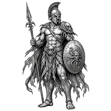 Majestic Armored Knight With Spear And Shield.