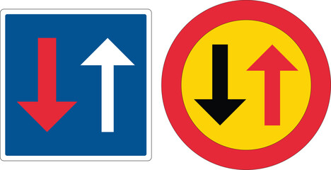 Priority Arrows Bundle for Oncoming Traffic European Road Sign Europe Styles, Square and Circle © Sandra