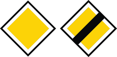 Priority Road Yellow Diamond Start and End European Road Sign Sweden Style © Sandra