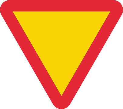 Give Way Blank Warning Inverted Triangle European Road Sign Yellow and Red Sweden Style