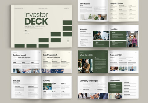 Investor Pitch Deck Landscape Brochure Layout