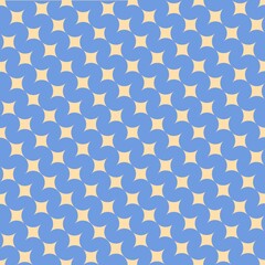 Blue and White Overlapping Circle Dot Pattern — Seamless Geometric Retro Round Shape Tile Background for Fabric and Wallpaper © Kun_Bev