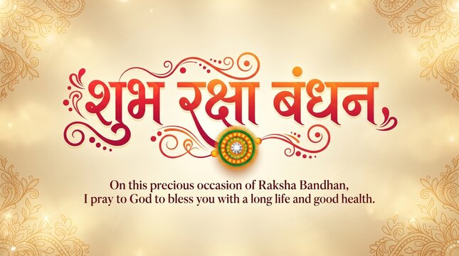 Indian festival Raksha Bandhan hand lettring Greeting Card Template Design with rakhi and creative text.