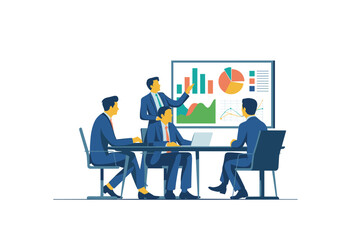 Fototapeta premium Business meeting with presentation of financial charts and data analysis