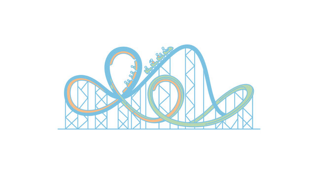 Minimalist flat vector line art of a carnival roller coaster
