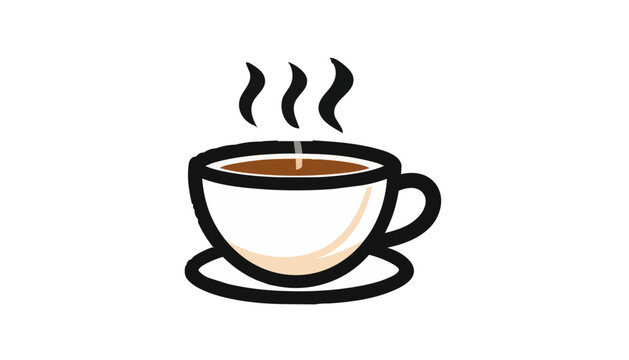 Hot steaming coffee cup on a saucer