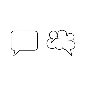 Speech bubble and cloud chat icon outline set isolated.