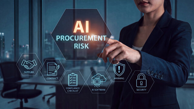 AI procurement risk concept addressing supplier contracts compliance checklists software vetting security warnings and responsible technology purchasing decisions