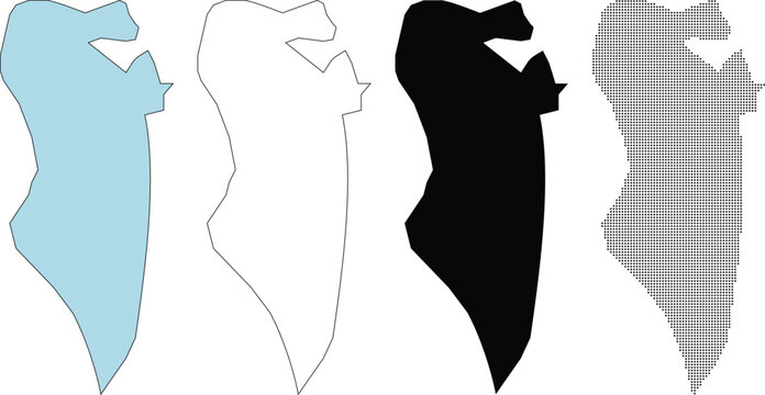 Bahrain Map Outline and Geographic Silhouette Vector