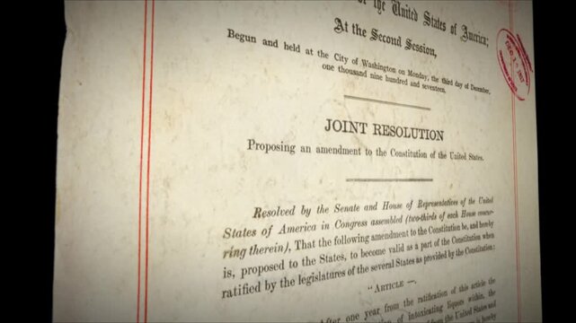 18th Amendment US Constitution Aged Historical Paper Prohibition 3 