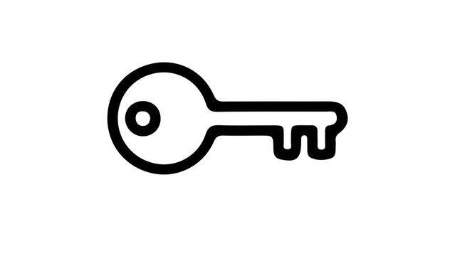 A sleek black key symbolizes access, security, or unlocking potential in a minimalist and versatile icon design.