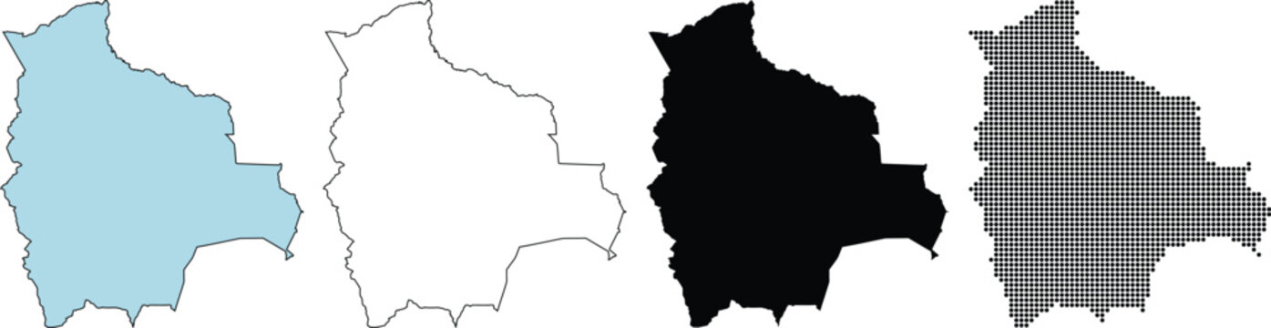 Bolivia Map Outline and Geographic Silhouette Vector