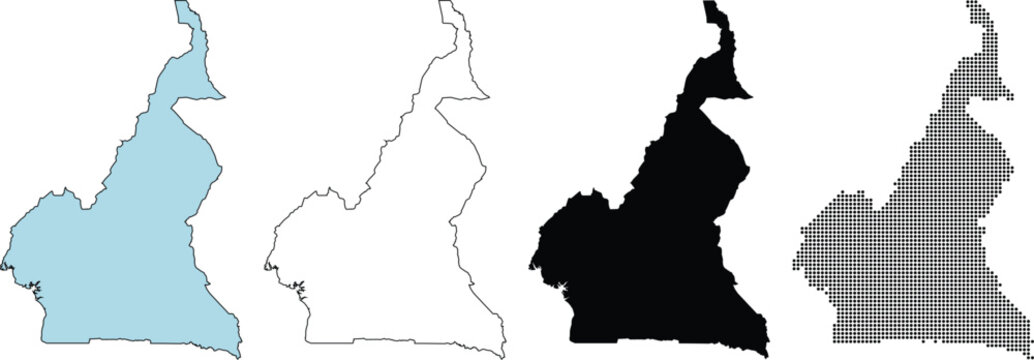 Cameroon Map Outline and Geographic Silhouette Vector