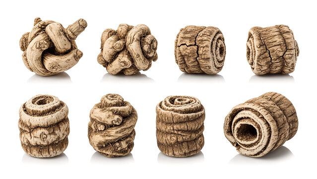 Dried Butea Superba roots isolated on a white background.