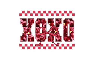  Red Checkerboard XOXO Valentine Pattern Sublimation Design © Md