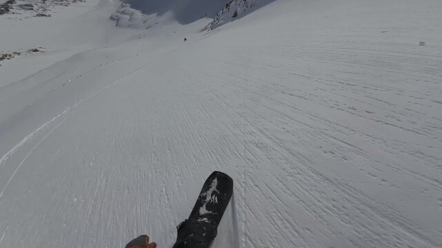 POV Backcountry Snowboarding Through Deep Powder In Canadian Rockies Canada