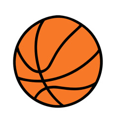 Obraz premium Round orange basketball with black lines representing team sport, athletic competition and recreational ball game equipment.