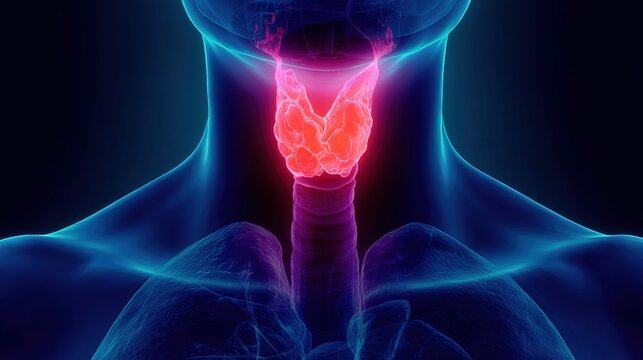 Thyroid Cancer, Malignant Tumor of Thyroid Gland, Human Endocrine System Disease, Medical Illustration of Thyroid Tumor Pathogenesis, Diagnosis, Treatment and Health Awareness for Clinical 