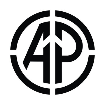 Modern ap monogram logo with split circle design