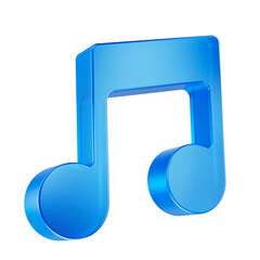 3D Render of Glossy Blue Beamed Eighth Musical Note Icon Isolated on Transparent Background. © Art Zone
