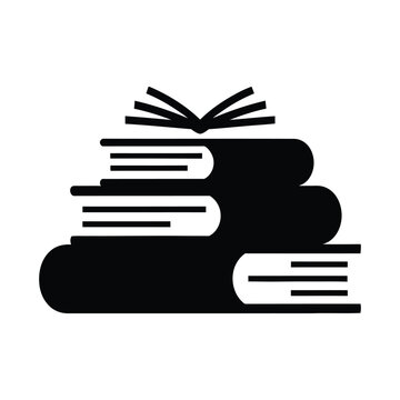 Stack of books icon with open book