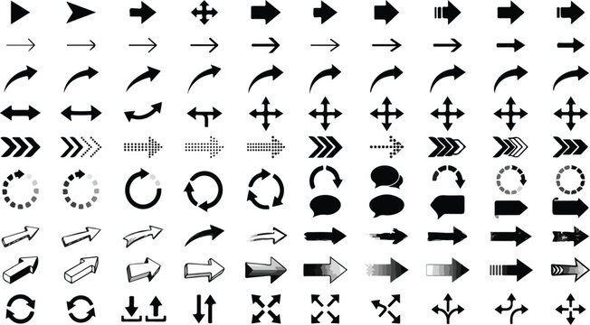 Arrow icon set. Modern simple arrows. Black arrow pointing to the right. Vector illustration..eps