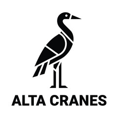 Obraz premium Black and white crane logo for alta cranes