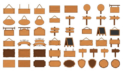 Blank Wooden Sign Post and Plywood Board Template Pack Rustic Vector Collection © joy