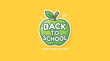 Obraz premium Back to school apple with chalkboard text design. Education concept illustration featuring hand-drawn style elements. Perfect graphic for academic...