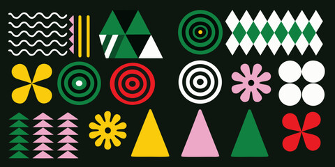 Fototapeta premium Geometric Shapes And Patterns Colorful Retro Vector Illustration
