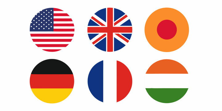 Circular country flags collection vector illustration on white background