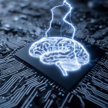 human brain with circuit board