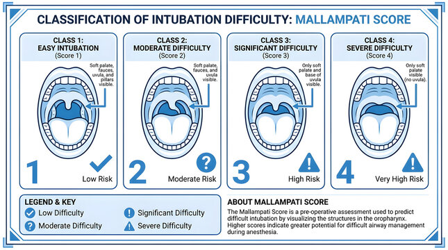 Mallampati score classification chart for airway management