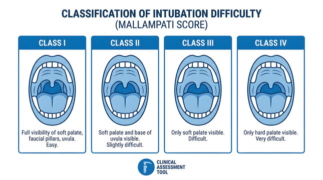 Medical illustration of mallampati airway classification system