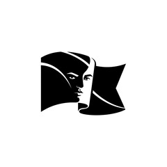 Fototapeta premium Abstract silhouette of a woman's face with flowing lines