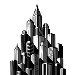 Fototapeta premium Abstract skyline with tall buildings in black and white