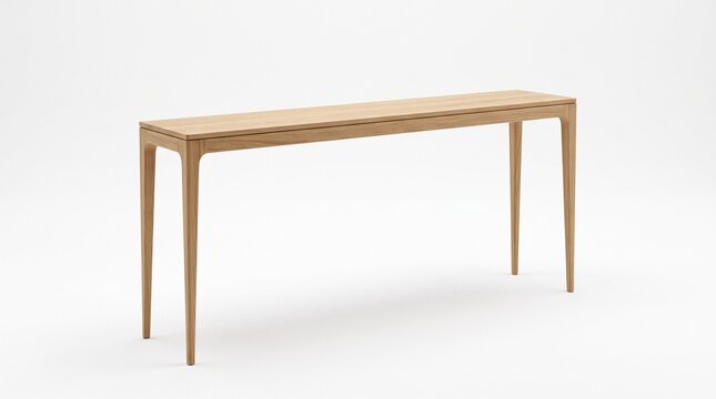 Modern wooden table, minimalist furniture, oak desk, simple console table
