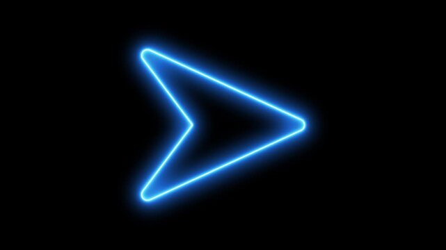 Glowing Blue Neon Right Arrow Sign Icon with 3D Light Effect for Business Web Interface and Modern Digital Design Illustration
