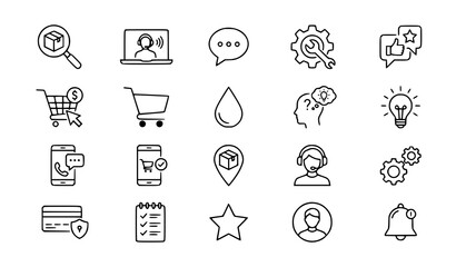 Fototapeta premium E-commerce communication and engineering line icon set vector