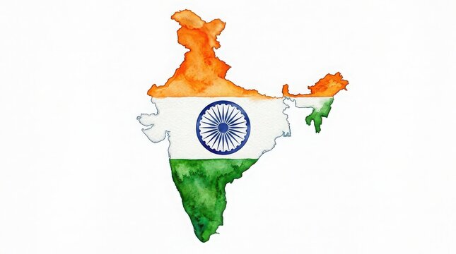 India map with national flag colors and ashoka chakra symbol