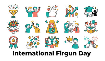 Naklejka premium International Firgun Day Vector Icon Set for Celebration, Achievement, and Support