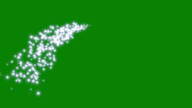 Twinkling white glowing star with sparkling glitter animation,glitter stars trail on green screen.Shining glitter star sparkle animation dreamy twinkling shimmer particles overlay,4k video