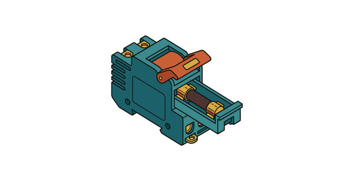 Electrical Fuse Holder Isometric Vector Illustration