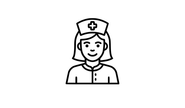 Simple Nurse Outline Icon Human Resource Healthcare Vector Illustration