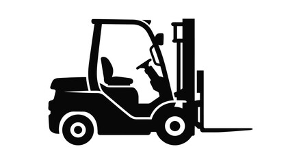 Forklift Truck Silhouette Against A White Background Silhouette © asma
