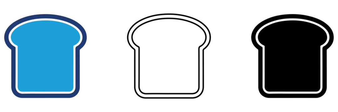 Multicolor Bread Slice Bakery Icon Set with Filled and Outline Styles for Toast Breakfast Bakery Food and Restaurant Menu Isolated on Transparent Background