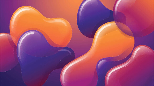Vibrant abstract shapes float in a colorful digital illustration close-up